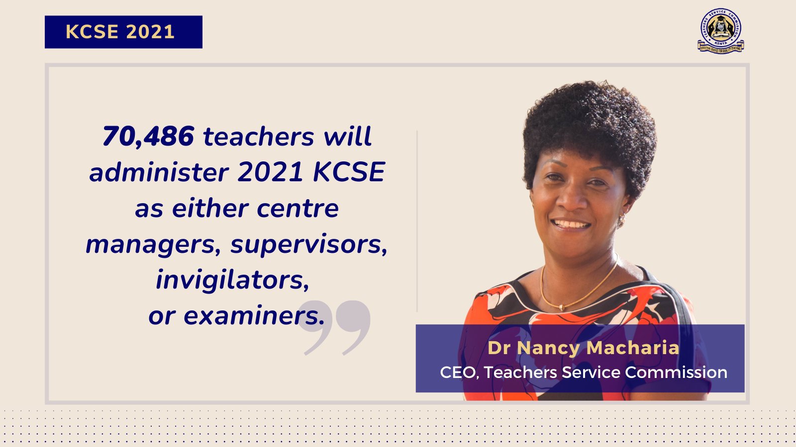 TSC CEO Dr Nancy Macharia addressing teachers at Naivasha Boys High School KCSE 2021